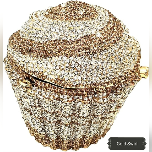NWT Sparkling Bling Swarovski Crystal Rhinestone Cupcake Clutch Purse Ba…